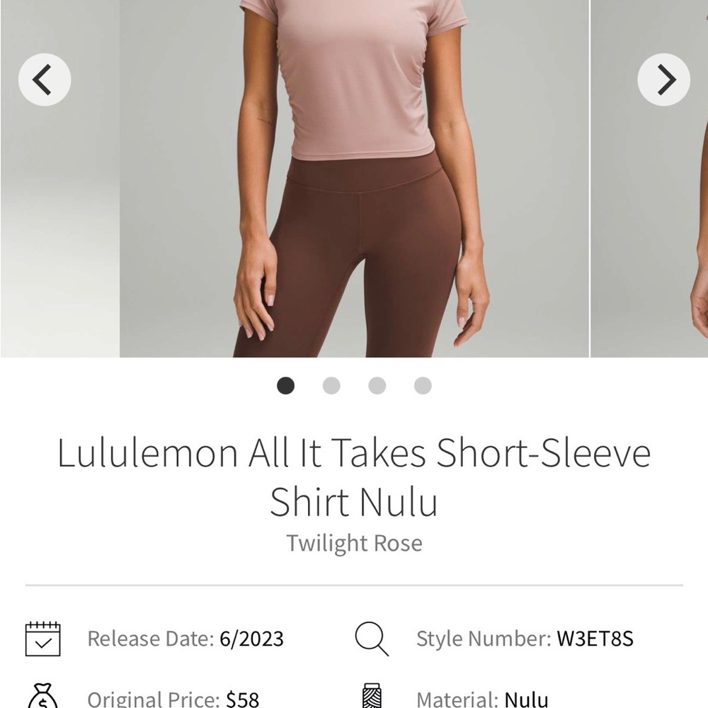 lululemon All it takes Rose Short-Sleeve